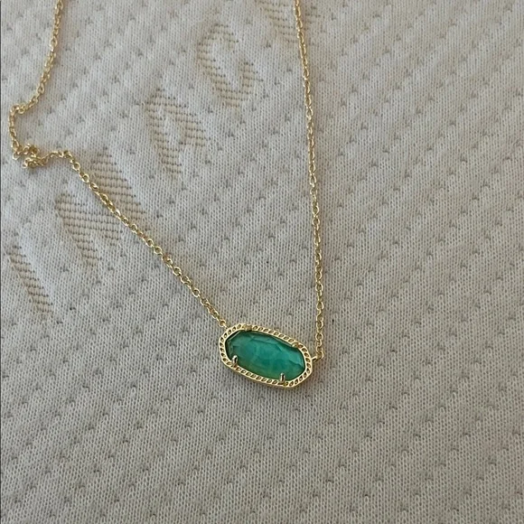 NWT Kendra Scott Gold Tone Necklace with Teal Colored Stone - Picture 4 of 11